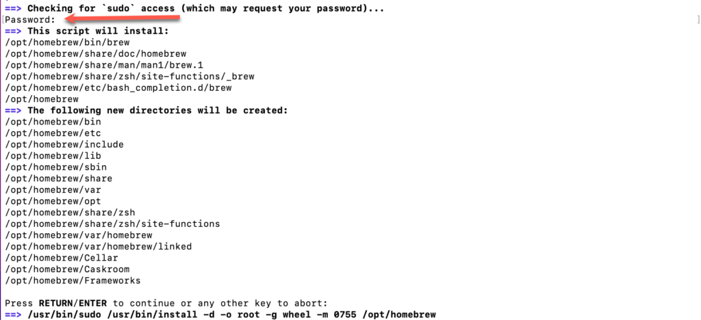 Homebrew installation