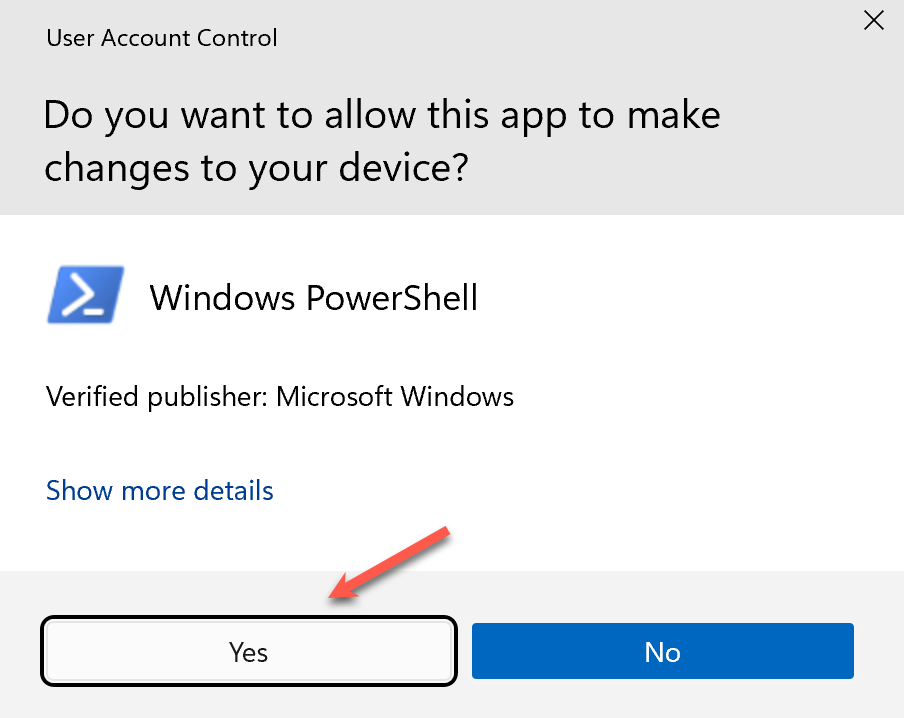 User Account Control pop-up