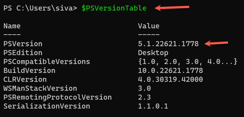 $PSVersionTable