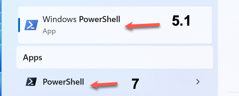 PowerShell 5 and 7 