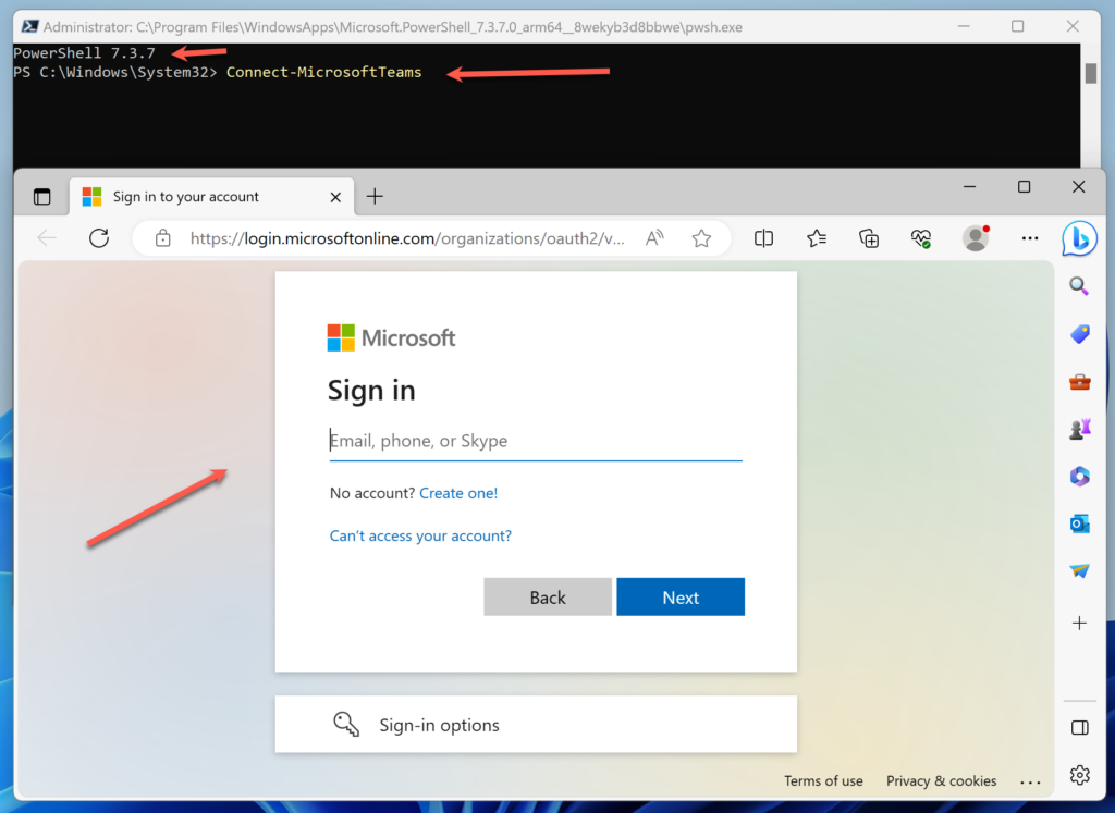 Connect-MicrosoftTeams on PS 7